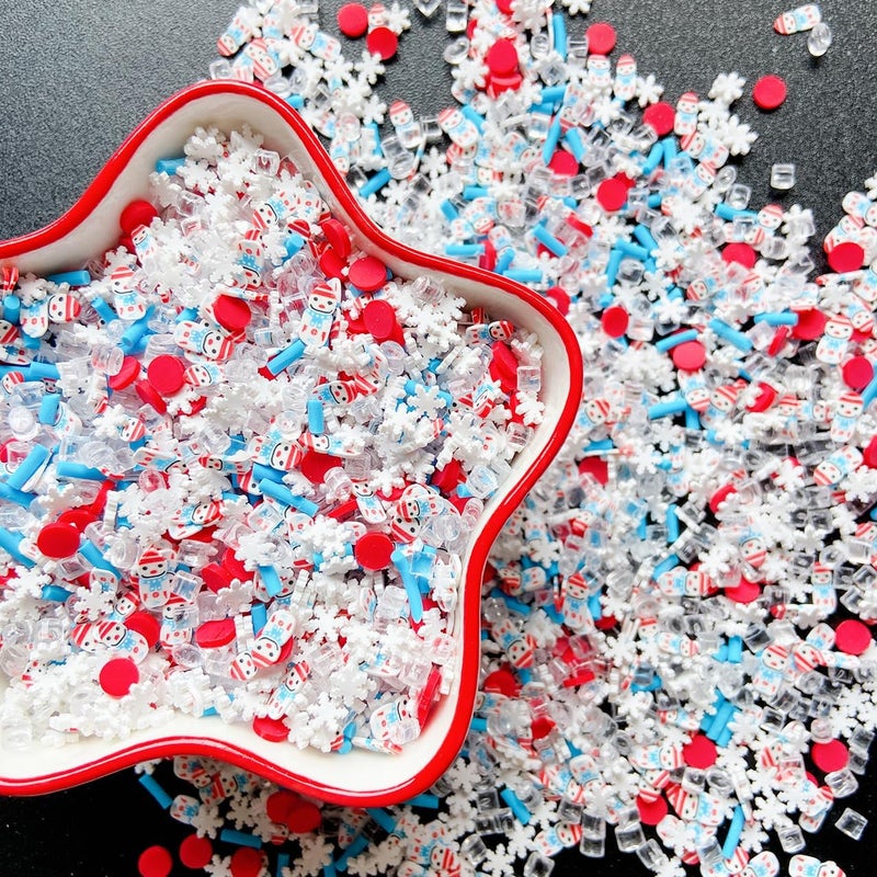 EHOPE Fake Sprinkles Fake Christmas Sprinkles Fake Candy Sprinkles Clay Sprinkles Polymer Sprinkles Polymer Clay Slices for Nail Art DIY Crafts Cake Phone(40g-Snowman+Snowflake-41) - Image 2
